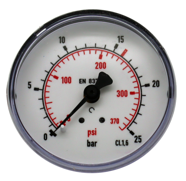 Manometer 0-25 bar für Druckluftbehälter